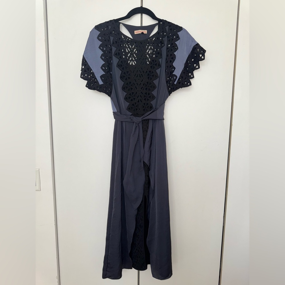 Rebecca Taylor Elegant Black and Gray Lace Dress